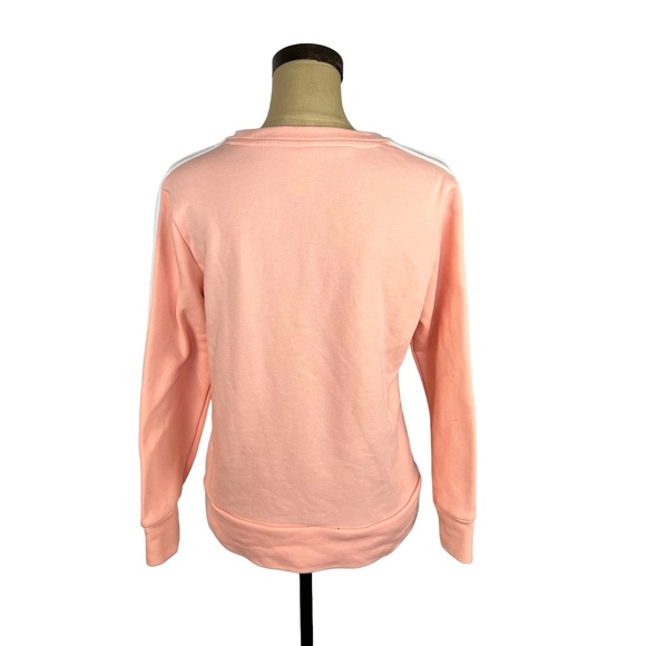 Adidas women’s peach pullover sweatshirt white stripes SZ M - Picture 4 of 9